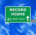 RECORD HIGHS road sign against clear blue sky