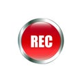 Record icon vector image round 3d button with metal frame Royalty Free Stock Photo