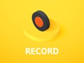 Record isometric icon, isolated on color background Royalty Free Stock Photo