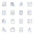 Record keeping line icons collection. Organization, Documentation, Archiving, Cataloguing, Filing, Accounting