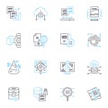 Record keeping linear icons set. Database, Ledger, Archive, Logs, Memo, Repository, Storage line vector and concept