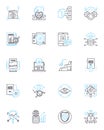 Record keeping linear icons set. Database, Ledger, Archive, Logs, Memo, Repository, Storage line vector and concept