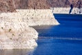 Record low water level of Lake Mead, key reservoir along Colorado River, amid severe drought in the American West Royalty Free Stock Photo