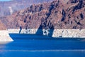 Record low water level of Lake Mead, key reservoir along Colorado River, during severe drought in the American West Royalty Free Stock Photo
