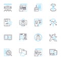 Record maintenance linear icons set. Preservation, Archiving, Filing, Organization, Updating, Cataloging, Tracking line