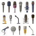 Record microphone. Audio podcast, concert, broadcast or music record studio equipment microphone. Sound microphones Royalty Free Stock Photo