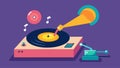 The record player arm lifts off the record signaling the end of the music and the end of the animated sequence. Vector