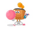 Record player chewing gum vector. cartoon character