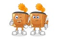 Record player thumbs up and thumbs down. cartoon mascot vector