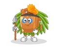 Record player tribal man mascot. cartoon vector Royalty Free Stock Photo