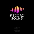 Record Sound studio logo. Recording music emblem. Letters and icon like equalizer. Royalty Free Stock Photo