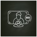 Recordin video call chalk icon Royalty Free Stock Photo