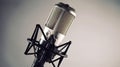 Recording microphone on grey background