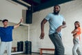 Three professional dancers having a rehearsal together Royalty Free Stock Photo