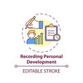 Recording personal development concept icon