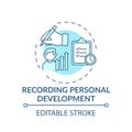 Recording personal development turquoise concept icon