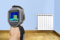 Recording Radiator with Thermal Camera Royalty Free Stock Photo