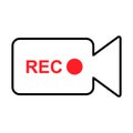 Recording sign button, red app panel, rec, vector symbol isolated on white background Royalty Free Stock Photo