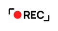 Recording sign icon. Red logo camera video recording symbol, rec icon