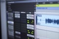 Recording studio audio controls Royalty Free Stock Photo