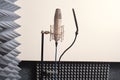 Recording studio equipment: microphone, acoustic foam