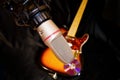 Recording studio microphone with electric guitar Royalty Free Stock Photo