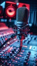 Recording Studio Setup With Microphone and Sound Board. Generative AI Royalty Free Stock Photo
