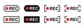 Recording vector icon set. Camera frame video red recording symbol