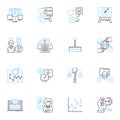 Recordkeeping methods linear icons set. Digitization, Organization, Classification, Filing, Management, Retrieval