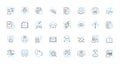 Recordkeeping methods linear icons set. Digitization, Organization, Classification, Filing, Management, Retrieval