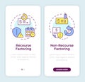 Recourse VS non-recourse factoring onboarding mobile app screen