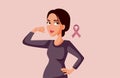 Brave Woman Standing Next to Breast Cancer Awareness Ribbon Royalty Free Stock Photo