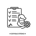 Recovered patient icon. Happy person with hospital dismissal papers simple vector illustration