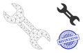 Recovering Grunge Rubber Imprint and Web Mesh Wrench Tool Vector Icon