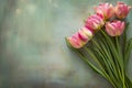 Recovering from Pain: A Feminine Touch of Pink Tulips on a Textu