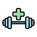 Recovery barbell icon vector flat