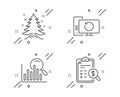 Recovery computer, Search and Christmas tree icons set. Accounting report sign. Backup info, Analytics, Spruce. Vector Royalty Free Stock Photo