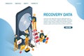 Recovery data vector website landing page design template Royalty Free Stock Photo