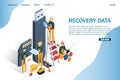 Recovery data vector website landing page design template Royalty Free Stock Photo