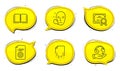 Recovery file, Book and Technical documentation icons set. Face search sign. Vector