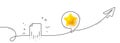 Recovery file line icon. Backup data sign. Restore document. Continuous line with plane. Vector