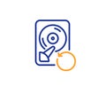 Recovery hdd line icon. Backup data sign. Restore information. Vector