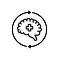Black line icon for Recovery, brain and recover Royalty Free Stock Photo