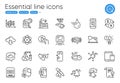Recovery laptop, Frying pan and Rotation gesture line icons. For website, printing and application. Vector