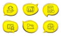 Recovery laptop, Internet and Internet report icons set. Survey results sign. Vector