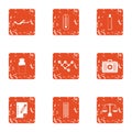 Recovery professional icons set, grunge style