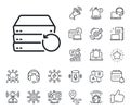 Recovery server line icon. Backup data sign. Restore information. Place location, technology and smart speaker. Vector