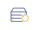 Recovery server line icon. Backup data sign. Restore information. Vector