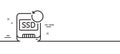 Recovery ssd line icon. Backup data sign. Restore information. Minimal line pattern banner. Vector