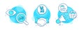 Recovery trash, Seo statistics and Microscope icons set. Scroll down sign. Vector